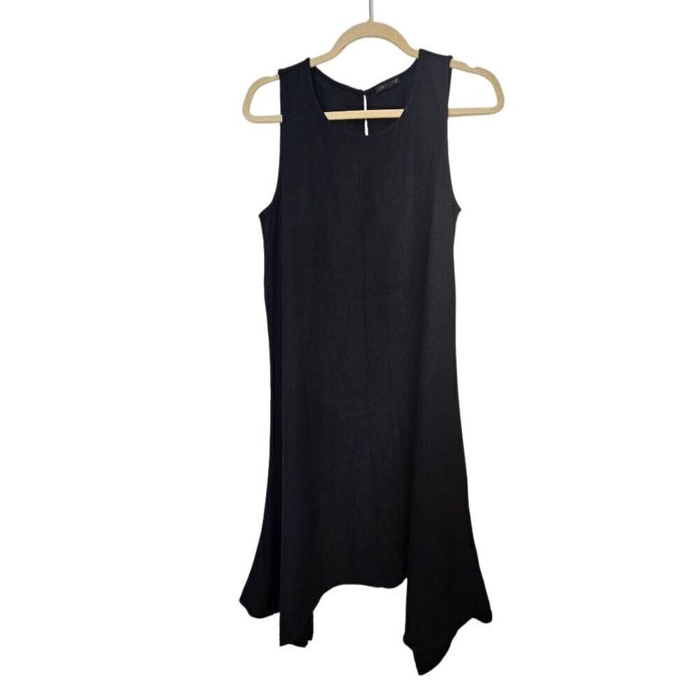 For Cynthia black linen blend tank dress. Size L.